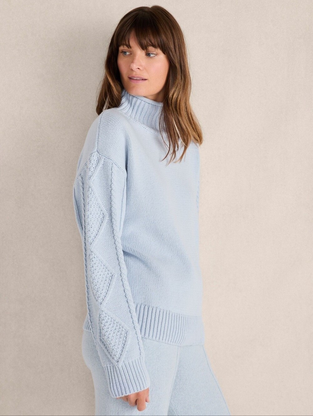 NWT Talbots Haven well Within Cable Sleeve Roll Neck Sweater Light Blue Size XXL